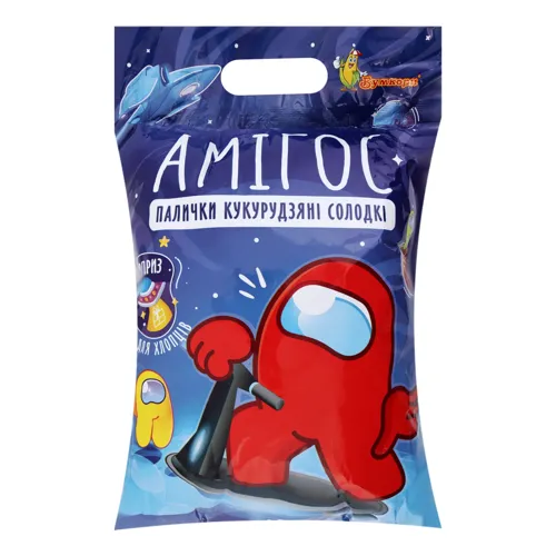 Палички кукурудзяні солодкі з сюрпризом для хлопчиків Амігос Бумкорн м/у 100г