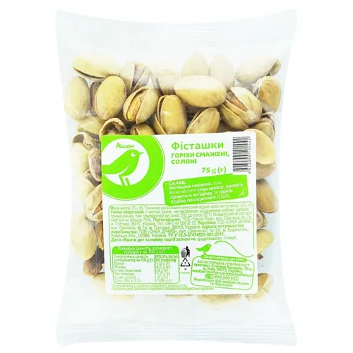 Фісташки Ашан смажені солоні 75г
