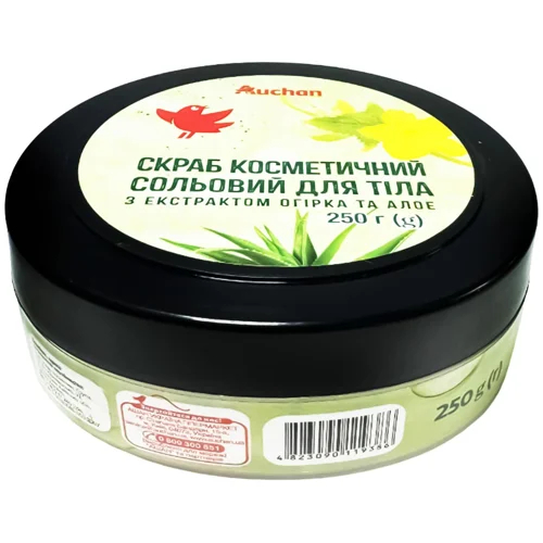 Скраб для тіла Auchan сольовий з екстрактом огірка та алое 250мл