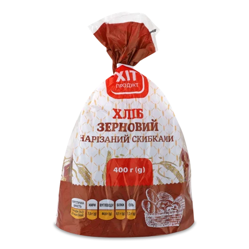 Хліб Зерновий Нарізаний, в/ґ, 400г, Плівка, Хіт Продукт