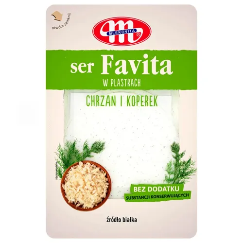 Сир ФАВІТА з хріном та кропом нарізка 74% Млековіта, 150г