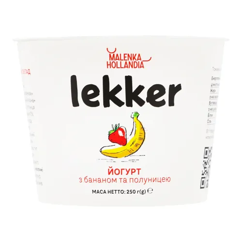 Йогурт 3% Банан-полуниця Lekker 250г