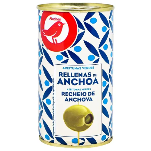 Оливки зелені Ашан з анчоусом 350г