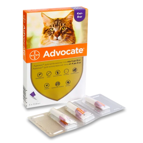 Ендоектоцид Для Зовнішнього Застосування Для Котів, Advocate Bayer, 3х0.8мл, в/ґ