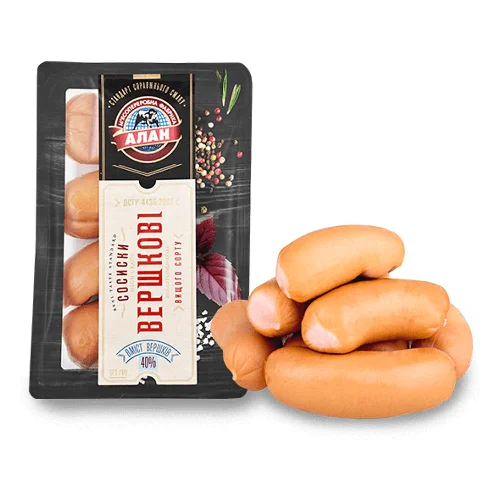 Сосиски Алан Вершкові н/о в/г флоу-пак (орієнтовна вага 450 г) кг