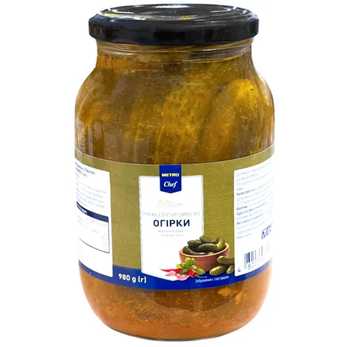 Огірки Metro Chef Пікантні мариновані 980г