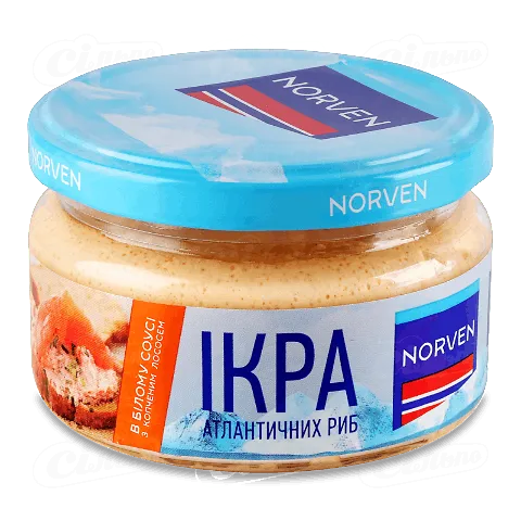 Ікра Norven атлантичних риб в білому соусі з копченим лососем 160г