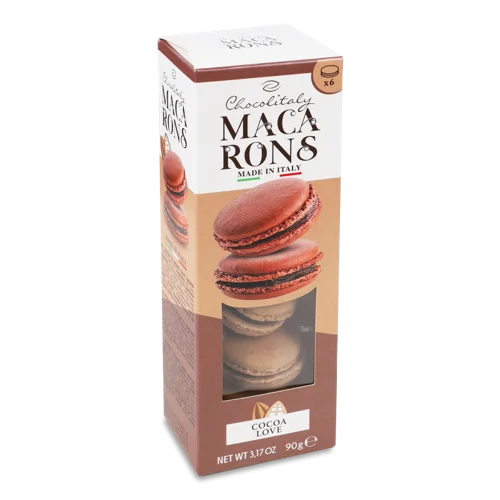 Тістечка З Начинкою Зі Смаком Шоколаду Cocoa Love Macarons Chocolitaly, к/у 90г