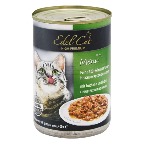Корм вологий Edel Cat з індичкою та печінкою для котів 400г