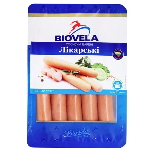 Сосиски Biovela Лікарські варені 260г