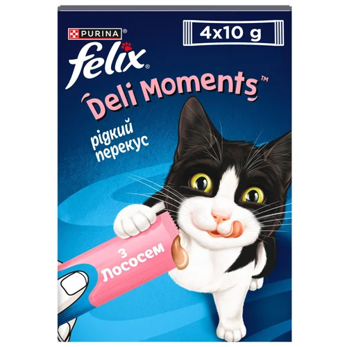 Ласощі Felix Deli Moments з лососем для котів 4шт*10г
