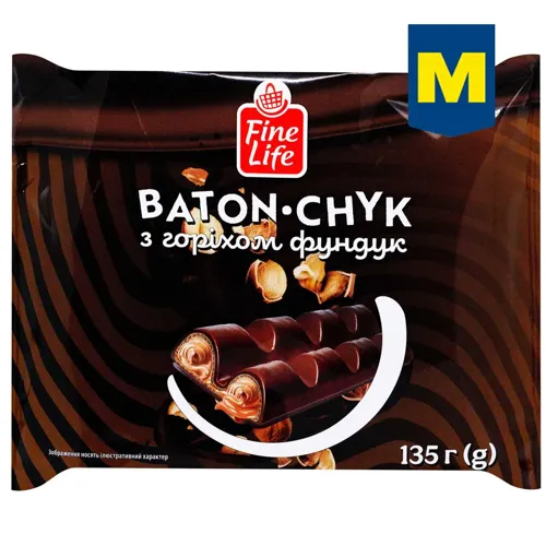 Батончик Fine Life Baton-Chyk вафельний з фундуком в глазурі 135г