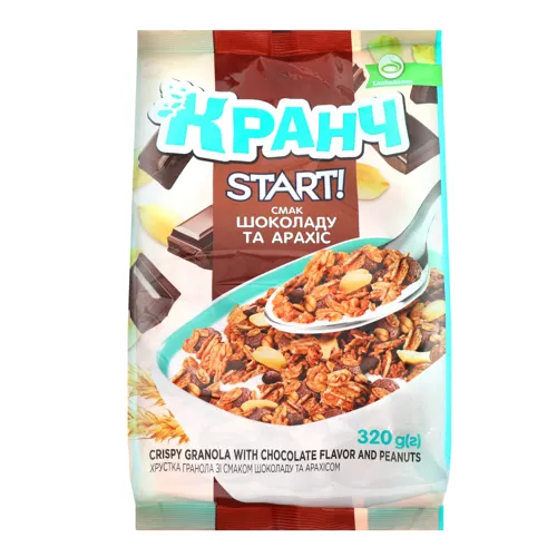 Гранола хрустка зі смаком шоколаду та арахісом Кранч Start! м/у 320г