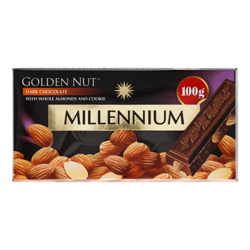Шоколад чорний з цілим мигдалем Golden Nut Millennium к/у 100г