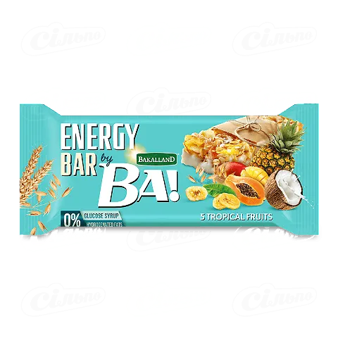 Батончик Bakalland злаковий 5 тропічних фруктів, 40г