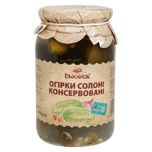 Огірки Dworek-1905 солоні бочкові 850г