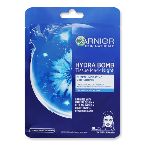Маска для Обличчя Нічна Тканинна Зволожуюча Hydra Bomb Garnier, 32г
