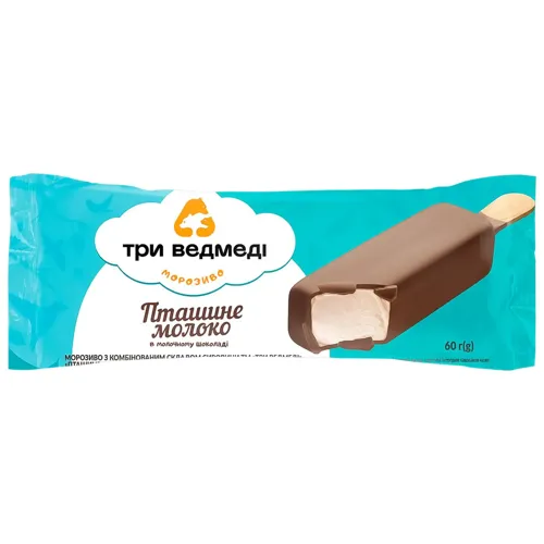 Морозиво Три Ведмеді Пташине молоко в молочному шоколаді 60г