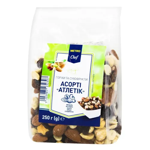 Асорті горіхів та сухофруктів Metro Chef Атлетік 250г