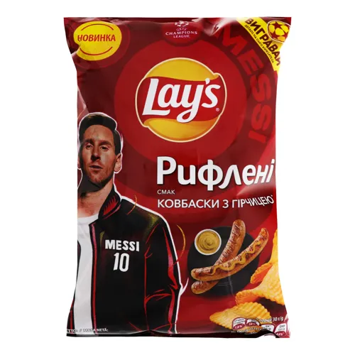 Чіпси картопляні рифлені Ковбаски з гірчицею Lays м/у 120г