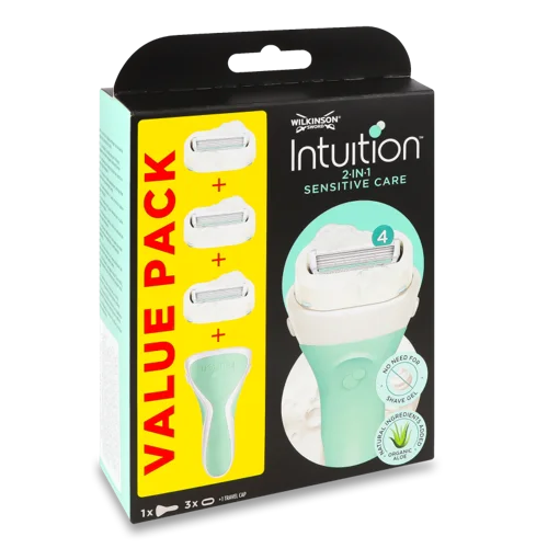 Жіноча Бритва Wilkinson Sword Sensitive Care 2in1 Intuition, з змінними картриджами, 1 шт