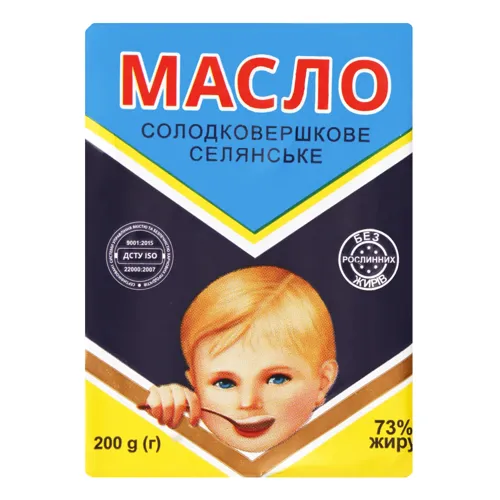 Масло 73% селянське солодковершкове Первомайський МКК м/у 200г