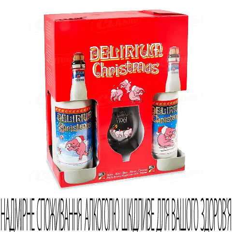 Пиво Delirium Christmas янтарне 2*0,75л +келих
