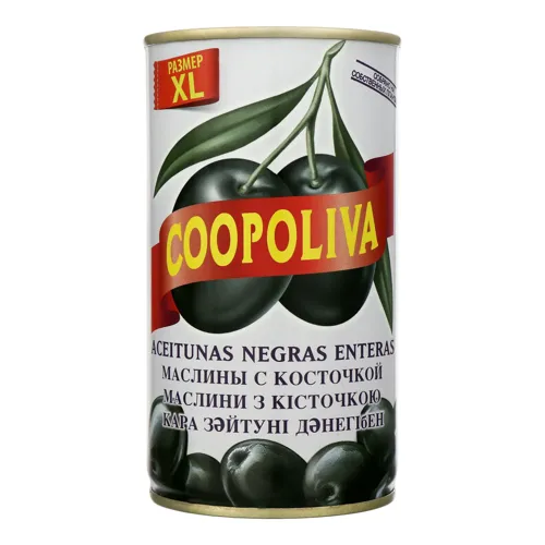 Маслини з кісточкою Coopoliva з залізній банці 350г