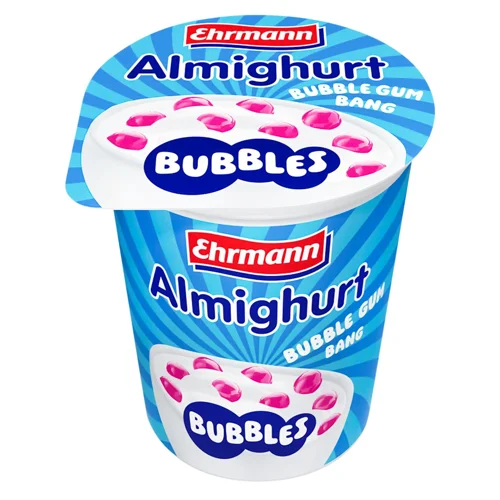 Йогурт Ehrmann Almighurt Bubbles Бабл гам 2,8% 150г