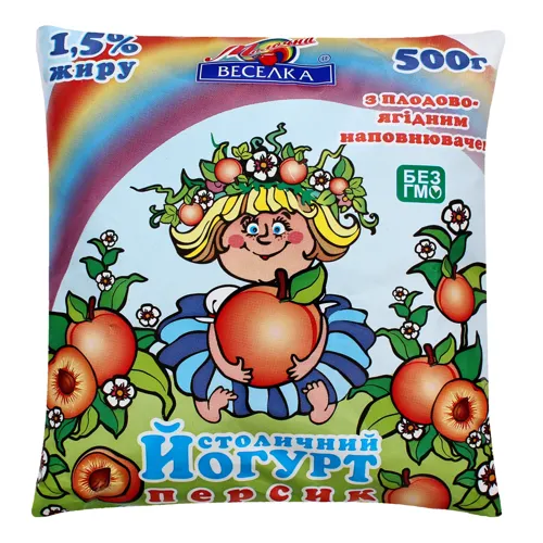 Йогурт 1.5% Персик Столичний Молочна веселка м/у 500г
