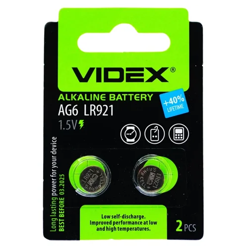 Батарейка Videx лужна AG6 LR921 2шт