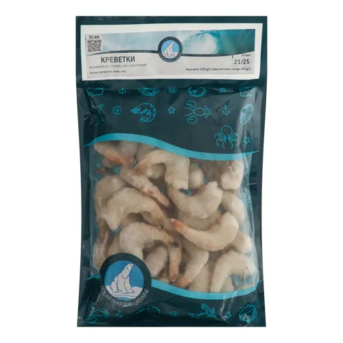 Креветки в панцирі сирі морожені 21/25 Polar Seafood б/г м/у 800г