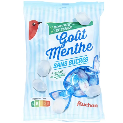 Цукерки Auchan м'ятні без цукру 150г