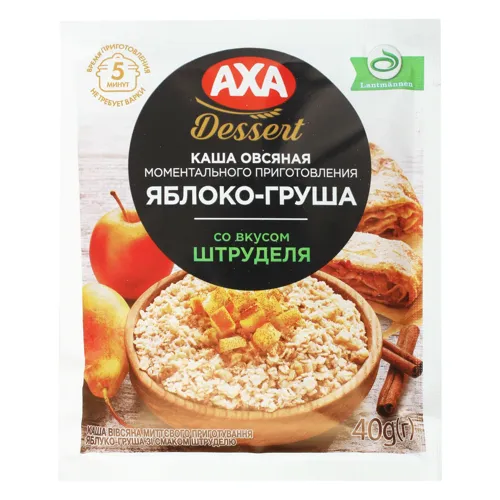 Каша вівсяна миттєвого приготування яблуко-груша зі смаком штруделя AXA м/у 40г