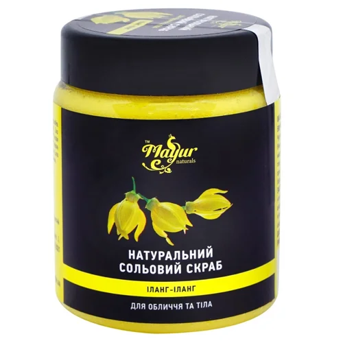 Скраб для обличчя та тіла Mayur сольовий з ефірною олією іланг-ілангу та лимона 250мл