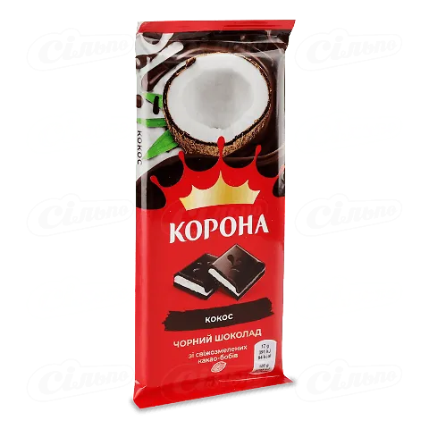 Шоколад Корона чорний з молочною начинкою та кокосовою стружкою 85г
