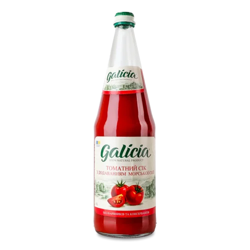 Сік Томатний Відновлений Гомогенізований Стерилізований з Морською Сіллю Galicia, 1л