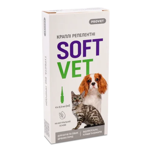 Краплі для котів і собак дрібних порід Softvet репелентні, в/ґ, 4*0,5мл