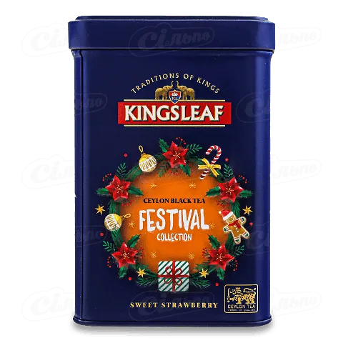 Чай чорний Kingsleaf Festival полуниця-карамель у скляній банці, 50г