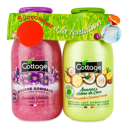 Душ Молочко Pineapple&Coconut Cream 250мл + Гель-ексфоліант Violet Sugar 270мл Дуо Cottage