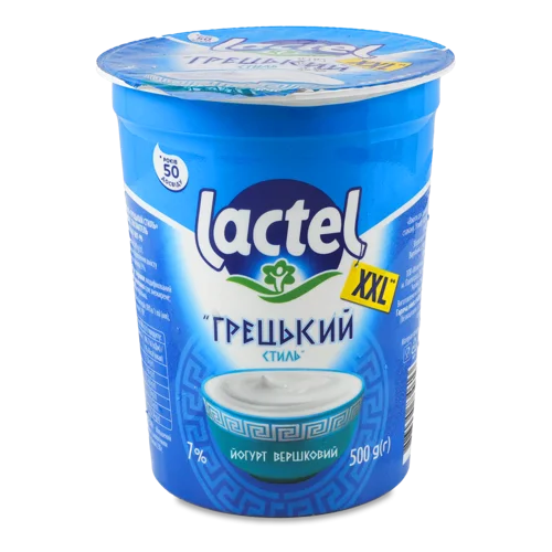 Йогурт Вершковий Грецький Стиль Lactel 7% 500г, в/с