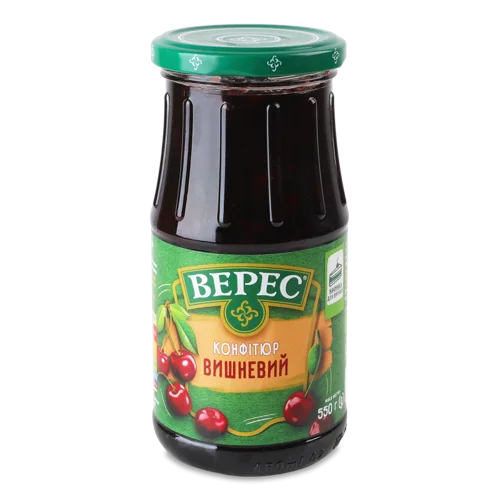 Конфітюр Вишневий Натуральний стерилізований, скляна банка 550г