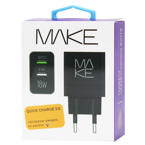 Зарядний пристрій Make 2хUSB-А 2.4A 18W чорний
