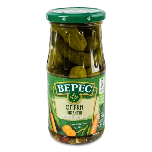 Огірки Пікантні Мариновані Стерилізовані Верес с/б 435г