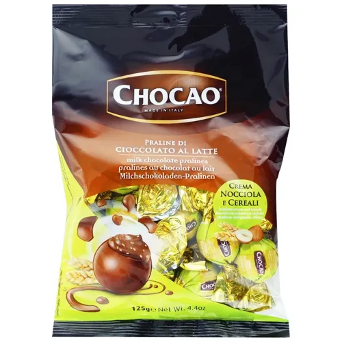 Цукерки Vergani Chocаo з начинкою з фундука та злаків в молочному шоколаді 125г
