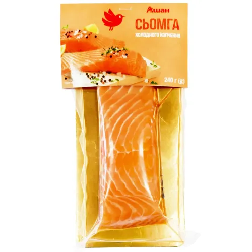 Сьомга Ашан філе-шматок зі шкірою холодного копчення 240г