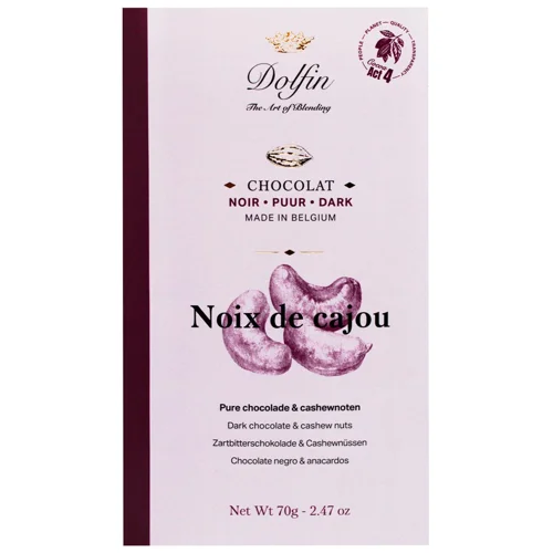 Шоколад чорний Dolfin з кеш'ю 60% 70г