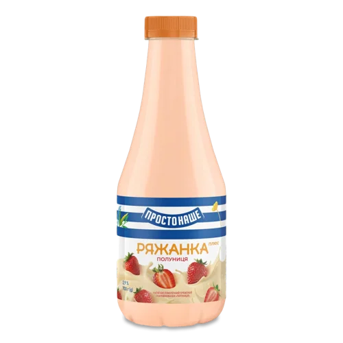 Ряжанка 2.9% Натуральна з Полуницею, Пластикова Пляшка, 700г