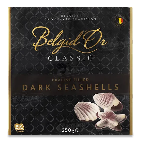 Цукерки Belgid'Or Seashells чорний шоколад, 250г