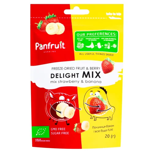 Ягоди Panfruit Полуниця та банан сублімовані органічні 20г
